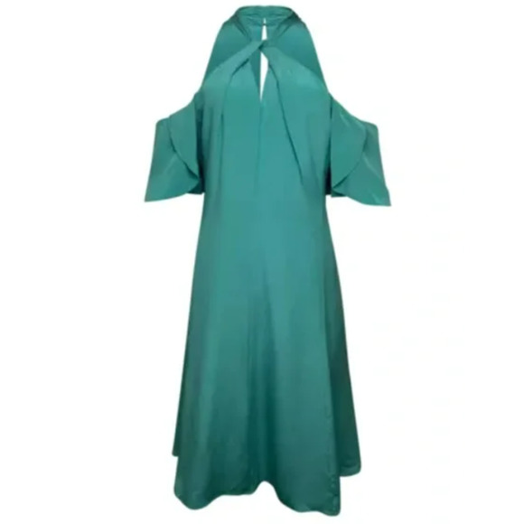 NWT Kobi Halperin Avril Dress Halter Neck Cutout Midi Green Size 2 Retail $595 - Picture 1 of 10
